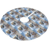 Aaskan Malamute雪のクリスマスを許可 ブラッシュドポリエステルツリースカート (アングル)