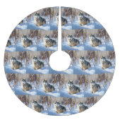 Aaskan Malamute雪のクリスマスを許可 ブラッシュドポリエステルツリースカート (正面)