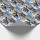 Aaskan Malamute雪のクリスマスを許可 ラッピングペーパー (角)