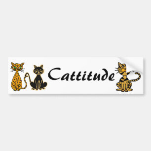 AB-おもしろいな猫のCattitudeのバンパーステッカー バンパーステッカー