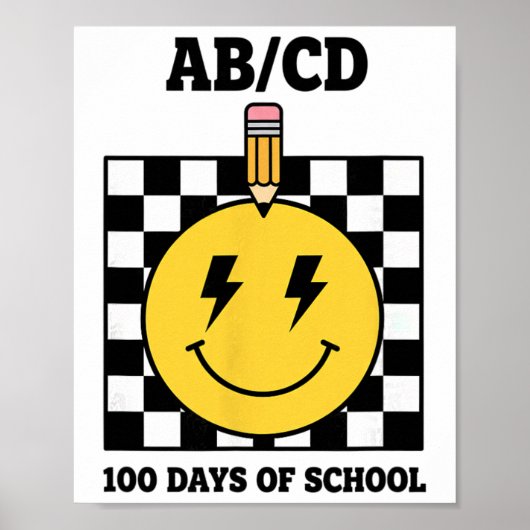 Ab Cd 小学校100日記念 キッズ 鉛筆 チェッカーボード ポスター (正面)