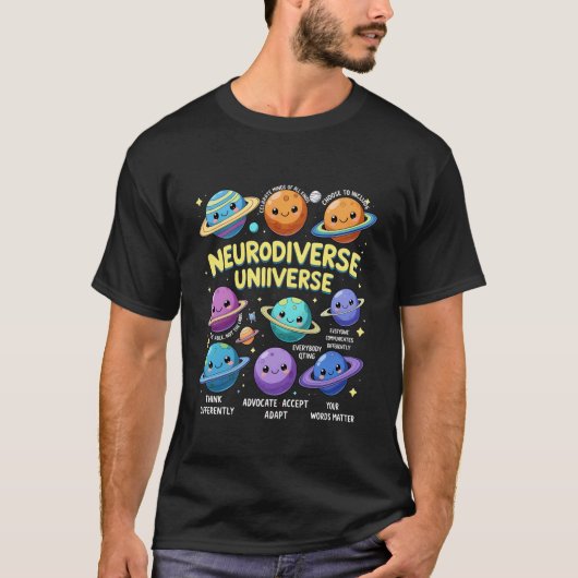 ABAセラピスト ニューロダイバーシティの宇宙 自閉症啓発 Tシャツ (正面)
