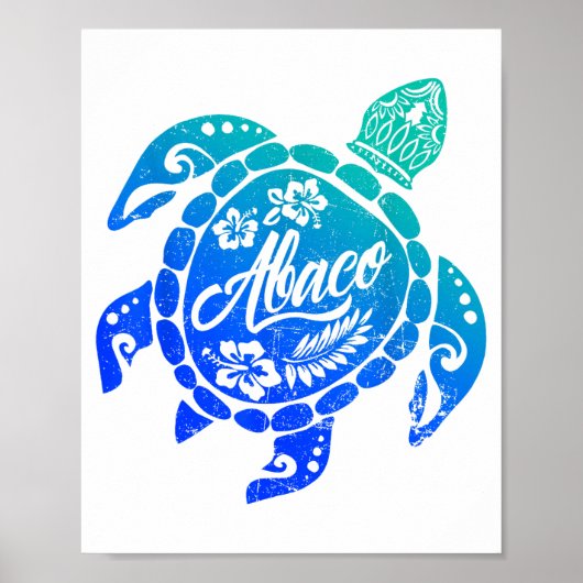 Abaco Tribal Sea Turtle Bahamas Beach Vacation ポスター (正面)