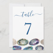 Abalone Shellのテー結婚ブル番号カード 招待状 (裏面)