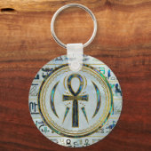 Abalone Shell Egyptian Ankh Cross symbol キーホルダー (正面)