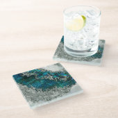 Abalone Shell Pearl and Silver 2 ガラスコースター (アングル)