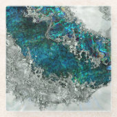 Abalone Shell Pearl and Silver 2 ガラスコースター (正面)