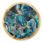 Abalone Shell - Voronoi細胞モザイク金ゴールド セラミックノブ (正面)