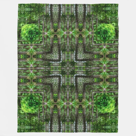 Abanakiの天然森林精神の曼荼羅 フリースブランケット (正面)