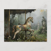 Abandoned Carousel Horse in Garden ポストカード (正面)