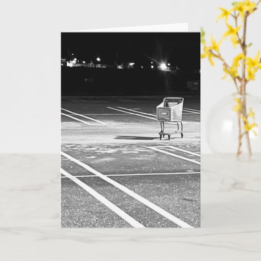 Abandoned Shopping Cart in Empty Parking Lot カード (黄色い花)