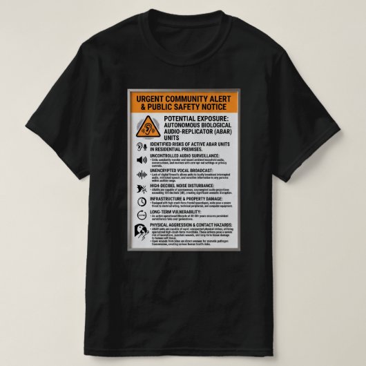 ABAR警告 Tシャツ (デザイン正面)
