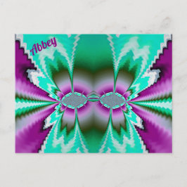 ABBEY ~ 3D Fractal Design Pattern ~ Green Purple  ポストカード