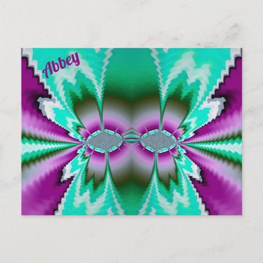 ABBEY ~ 3D Fractal Design Pattern ~ Green Purple  ポストカード (正面)