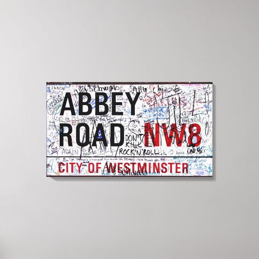 Abbey Road Sign London Covered in Graffiti キャンバスプリント (正面)