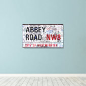 Abbey Road Sign London Covered in Graffiti キャンバスプリント (インサイチュ (ウッドフロア))