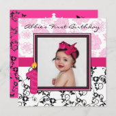 Abbieの最初誕生日 招待状 (正面/裏面)