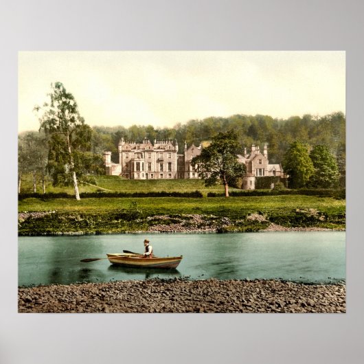 Abbotsford House from the River Tweed in Scotland ポスター (正面)
