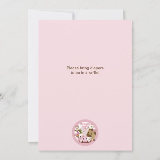 Abbyの家畜の女の子のベビーシャワーの女の子のピンク 招待状 (裏面)