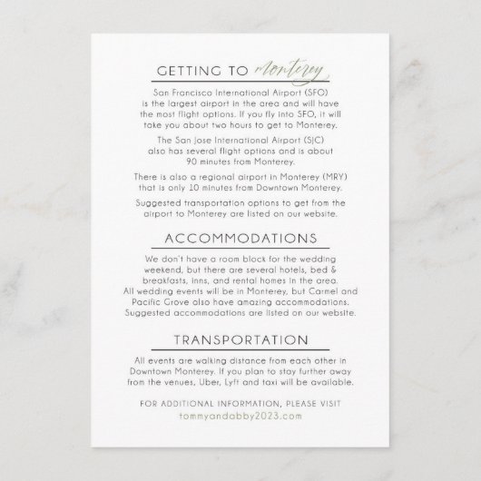 ABBYカスタムの招待状エンクロージャカード エンクロージャーカード (裏面)