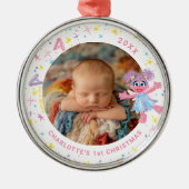 Abby Cadabby Baby's 1st Christmas Photo Metal Orna メタルオーナメント (正面)