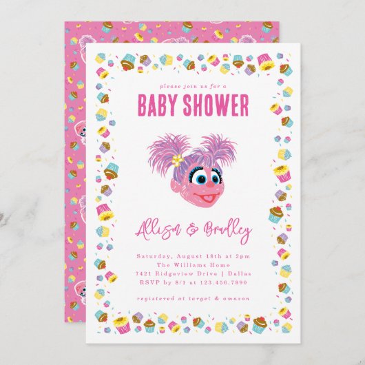 Abby Cadabby Pink Baby Shower Confetti 招待状 (正面/裏面)