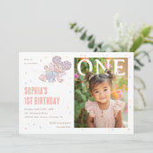 Abby Cadabby Pink Confetti First Birthday 招待状 (スタンド正面)