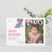 Abby Cadabby Pink Confetti Second Birthday 招待状 (スタンド正面)