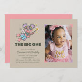 Abby Cadabby The Big One First誕生日 – 写真 招待状 (正面/裏面)