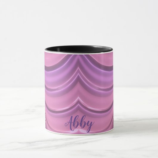 ABBY ~ GLOSSY 3D Zany Pink Mauve Fractal ~ Mug  マグカップ (中央)