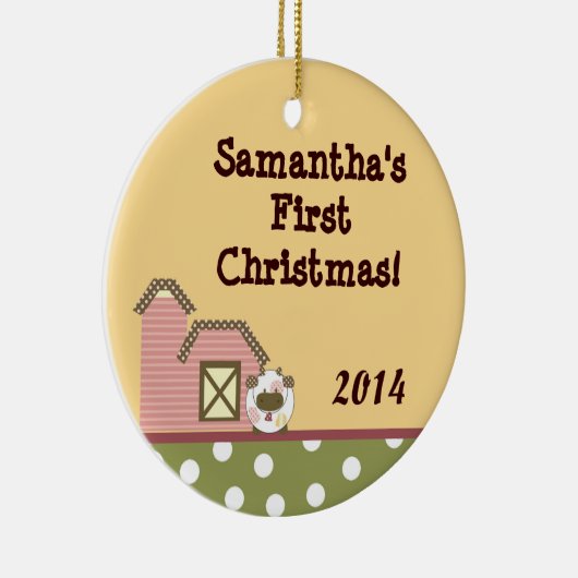 Abbysの農場のピンクの納屋Coのパーソナライズな一流のオーナメント セラミックオーナメント (右)