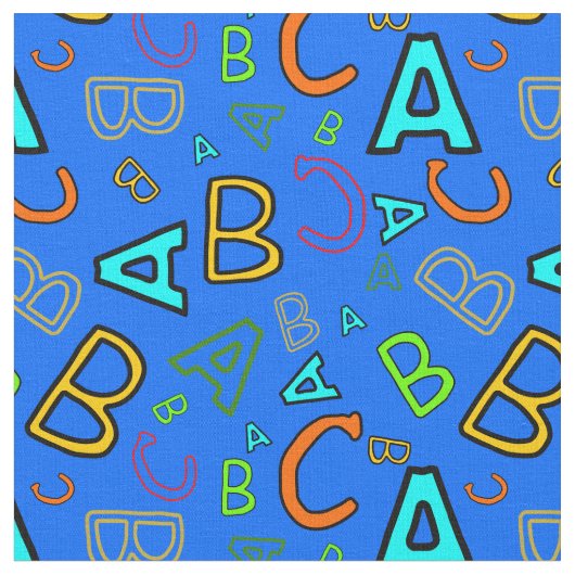 ABCおもしろい学の青のパターン ファブリック (クローズアップ)