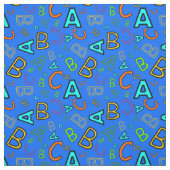 ABCおもしろい学の青のパターン ファブリック (見本)