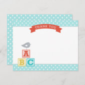 ABCがアクアとレッドニュートラルベビーシャワーを遮断 サンキューカード (正面/裏面)