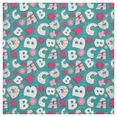 ABCのピンク及び青いデザイン ファブリック (見本)