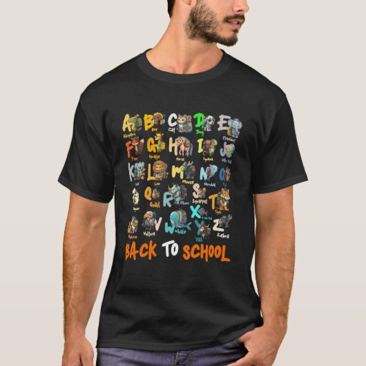 ABCのプレ学ック新学期アルファベット文字 Tシャツ (正面)