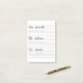 ABCの執筆練習のアルファベットのワークシートのメモ帳 ポストイット (デスク上)