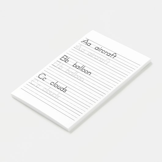 ABCの執筆練習のアルファベットのワークシートのメモ帳 ポストイット (アングル)