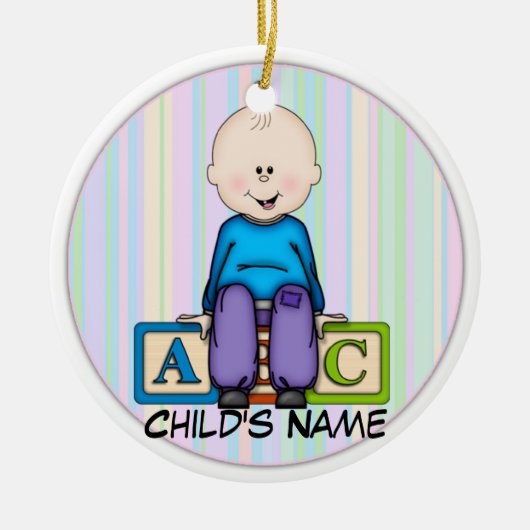 ABCの男の赤ちゃん セラミックオーナメント (正面)