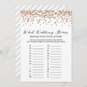ABCの結婚バラ金ゴールドブライダルシャワーゲーム5x7 招待状 (正面/裏面)