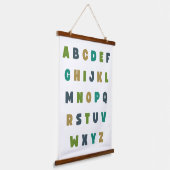 ABCの。アルファベット文字。ウッドウォールタペストリー 吊り下げ型タペストリー (傾斜あり)