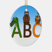ABCはかわいい漫画動物のイラストレーションに文字を入れます セラミックオーナメント (右)