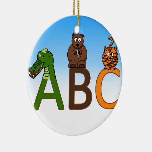 ABCはかわいい漫画動物のイラストレーションに文字を入れます セラミックオーナメント (右)