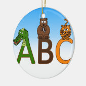 ABCはかわいい漫画動物のイラストレーションに文字を入れます セラミックオーナメント (左)