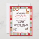 ABCアルファベッストライプのトスープベビーシャワー招待状 招待状 (正面)