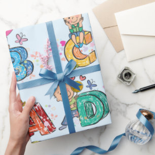 ABCアルファベットの子 ラッピングペーパー