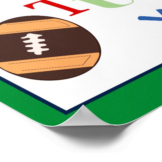 ABCアルファベットアートプリント フットボールスポーツテーマ ポスター (角)