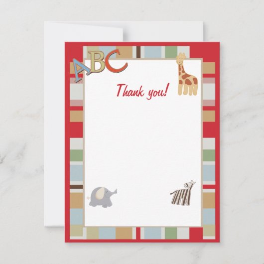 ABCアルファベットスープジャングルありがとうご注意 ノートカード (正面)