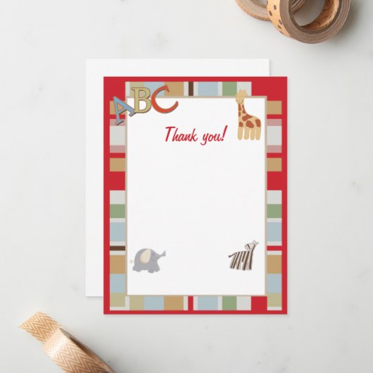 ABCアルファベットスープジャングルありがとうご注意 ノートカード (正面/裏面インサイチュ)