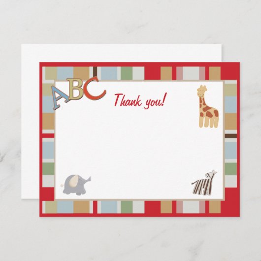 ABCアルファベットスープドットジャングルありがとうご注意 サンキューカード (正面/裏面)